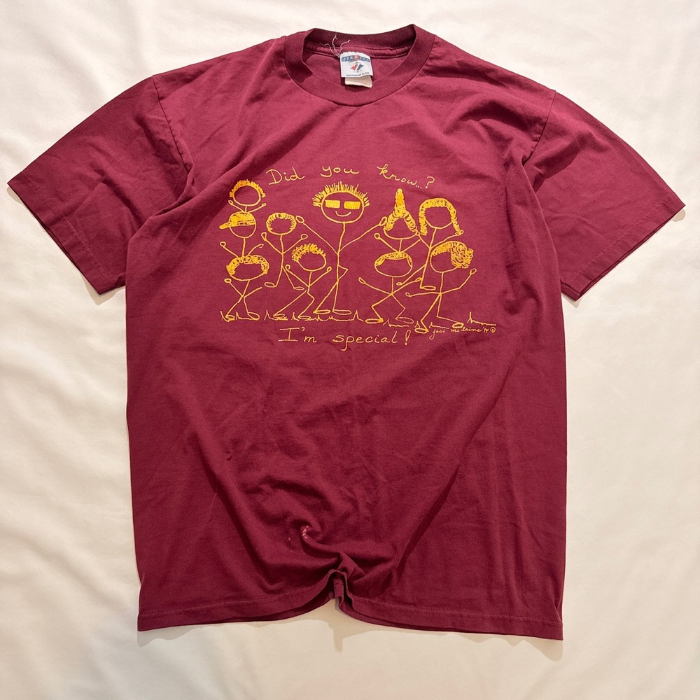 Jerzees T-Shirt Men Large Maroon 2000 Vintage I'm Special Stick Figure Graphic